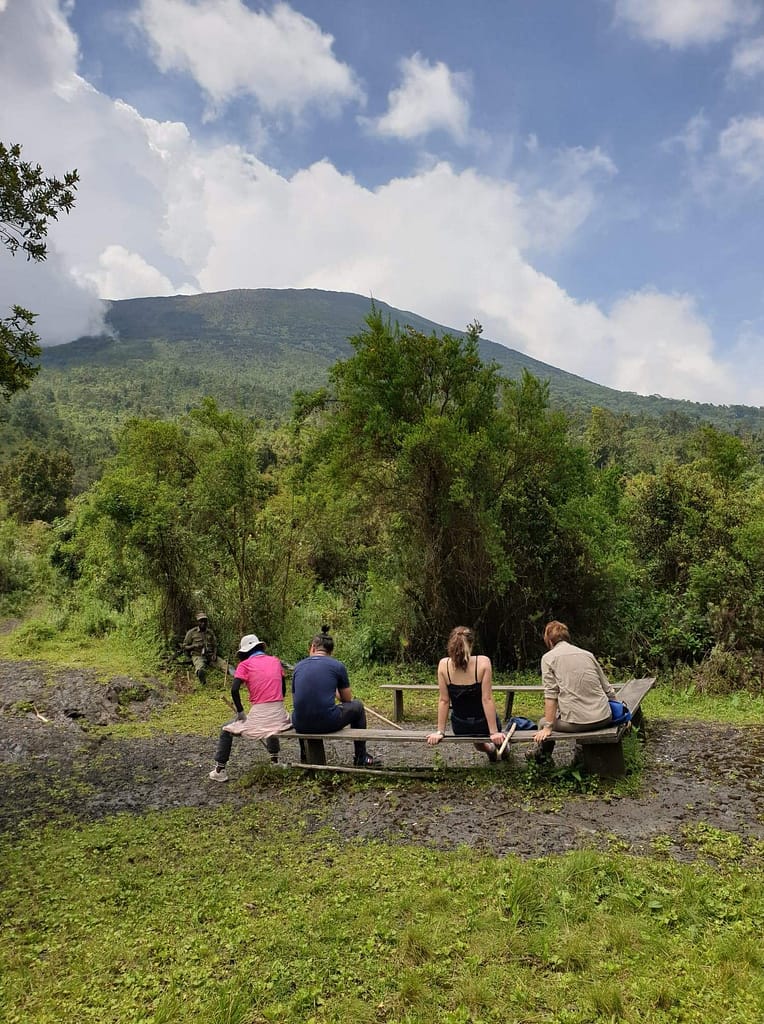 Nyiragongo Volcano Trek Virunga DRC rest spot