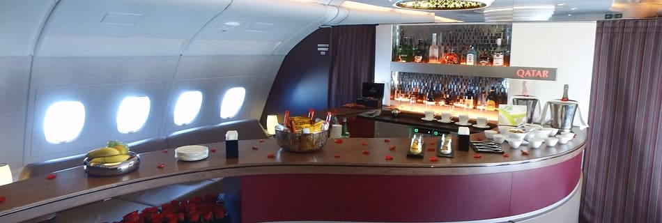 Qatar Airways a380 onboard lounge