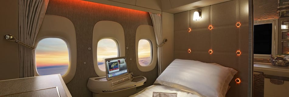 Emirates First Class fully flat bed